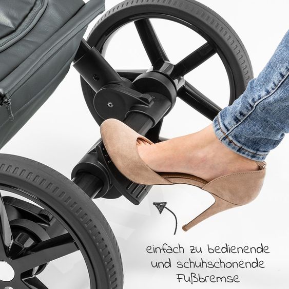 Tako Kombi-Kinderwagen Starline Sportwagen, Babywanne, Wickeltasche, Beindecke, + Zubehörpaket - Grau Schwarz