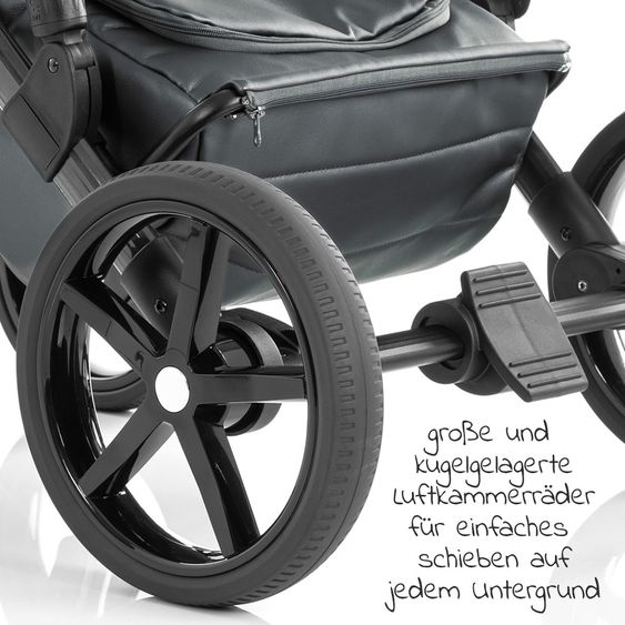 Tako Kombi-Kinderwagen Starline Sportwagen, Babywanne, Wickeltasche, Beindecke, + Zubehörpaket - Grau Schwarz