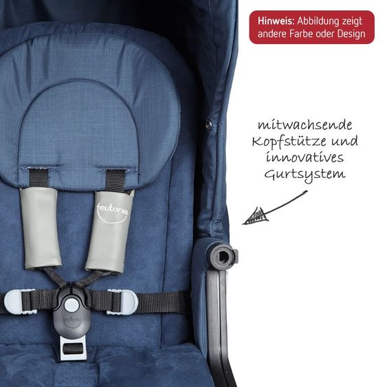 Teutonia Kombi-Kinderwagen BeYou! Elite Graphite Rad 7 inkl. Gestelltragetasche und Wickeltasche - Continuum