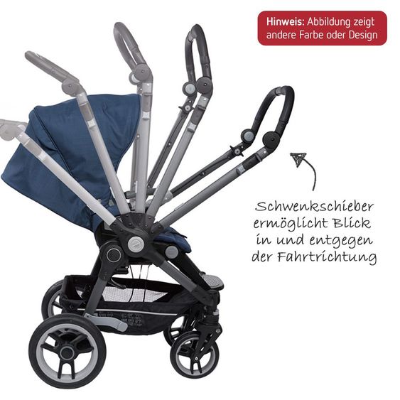 Teutonia Kombi-Kinderwagen BeYou! Elite Graphite Rad 7 inkl. Gestelltragetasche und Wickeltasche - Continuum