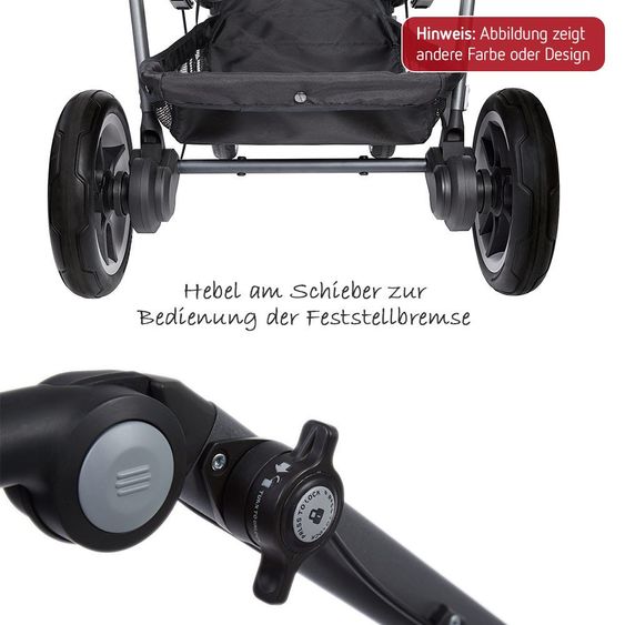 Teutonia Kombi-Kinderwagen BeYou! Elite Graphite Rad 7 inkl. Gestelltragetasche und Wickeltasche - Continuum