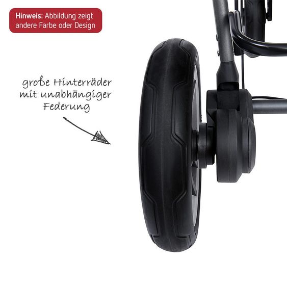 Teutonia Kombi-Kinderwagen BeYou! Elite Graphite Rad 7 inkl. Gestelltragetasche und Wickeltasche - Continuum