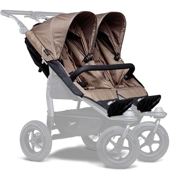 TFK 2 Seggiolini sportivi per Duo - Seggiolino comfort XXL con protezione dalle intemperie per bambini fino a 45 kg - Marrone