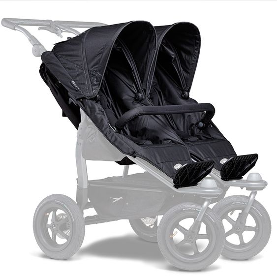 TFK 2 Sportsitze für Duo - XXL Komfort-Sitz inkl. Wetterschutz für Kinder bis 45 kg - Schwarz