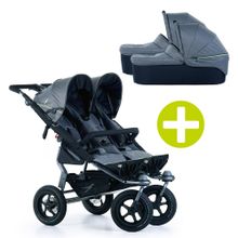 3-1 Sibling & Twin Stroller Set Twin Adventure 2 incl. 2 Baby Carrycot DuoX with Adapter - Quiet Shade