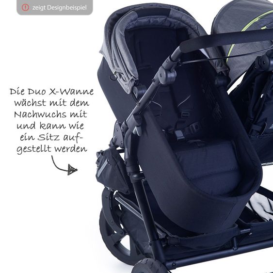 TFK 3-1 Geschwister- & Zwillingskinderwagen-Set Twin Adventure 2 inkl. 2 Babywanne DuoX mit Adapter - Quiet Shade