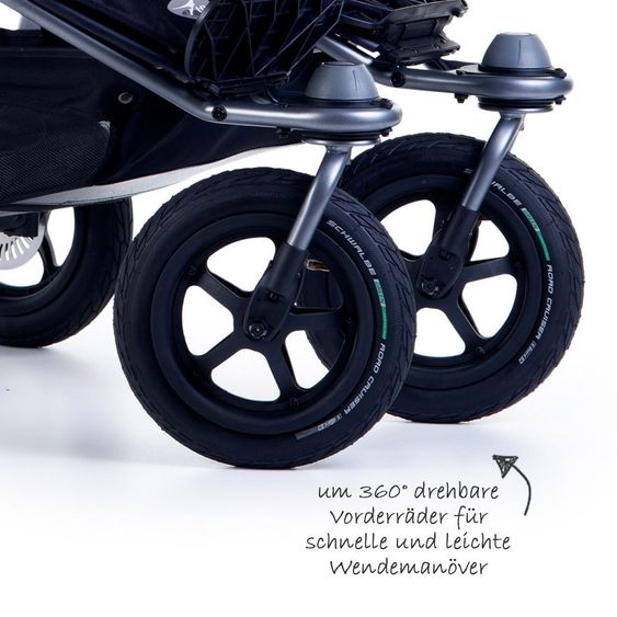 TFK 3-1 Geschwister- & Zwillingskinderwagen-Set Twin Adventure 2 inkl. 2 Babywanne DuoX mit Adapter - Quiet Shade