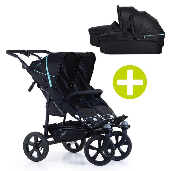 TFK 3-1 Geschwister- & Zwillingskinderwagen-Set Twin Adventure 2 inkl. 2 Babywanne DuoX mit Adapter - Tap Shoe