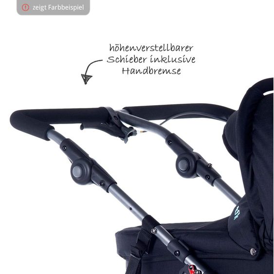 TFK 3-1 Twin Adventure 2 Set passeggino gemellare e gemellare con 2 navicelle gemellari con adattatore - Quiet Shade