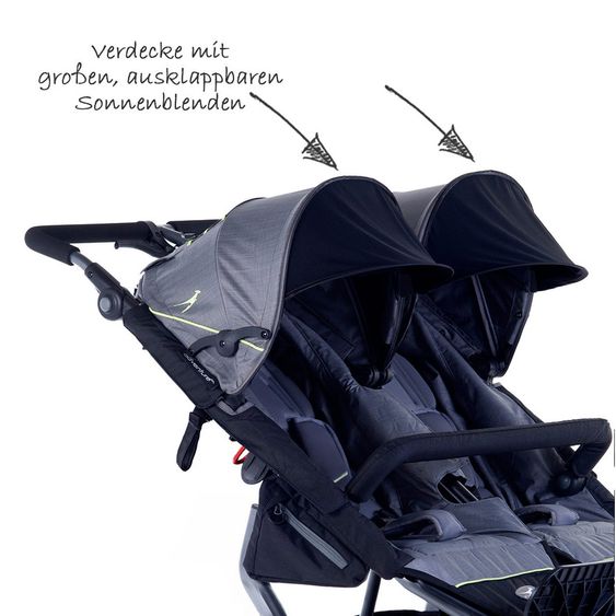 TFK 3-1 Twin Adventure 2 Set passeggino gemellare e gemellare con 2 navicelle gemellari con adattatore - Quiet Shade