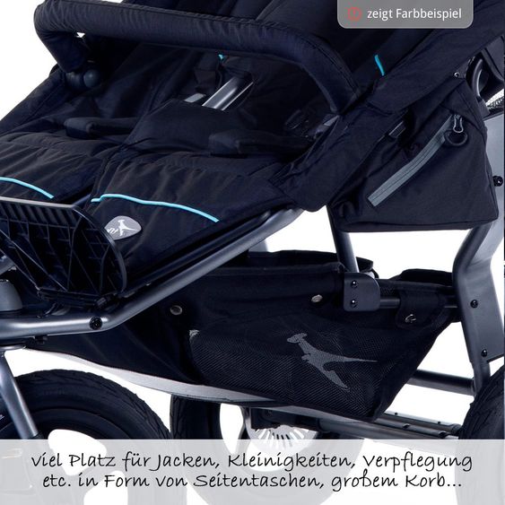 TFK 3-1 Twin Adventure 2 Set passeggino gemellare e gemellare con 2 navicelle gemellari con adattatore - Quiet Shade