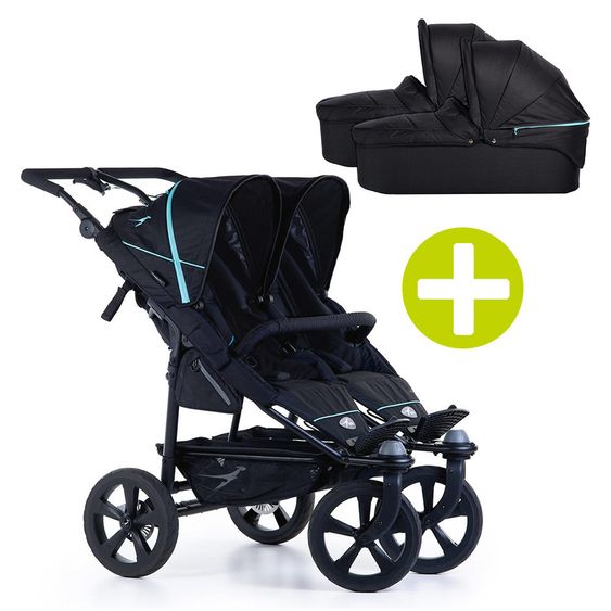 TFK 3-1 Geschwister- & Zwillingskinderwagen-Set  Twin Trail 2 inkl. 2 Babywanne Duo X mit Adapter - Tap Shoe
