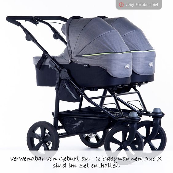 TFK 3-1 Geschwister- & Zwillingskinderwagen-Set  Twin Trail 2 inkl. 2 Babywanne Duo X mit Adapter - Tap Shoe