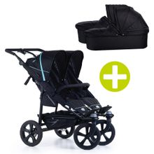 3-1 Geschwister- & Zwillingskinderwagen-Set Twin Trail 2 inkl. 2 Babywanne Twin mit Adapter - Tap Shoe