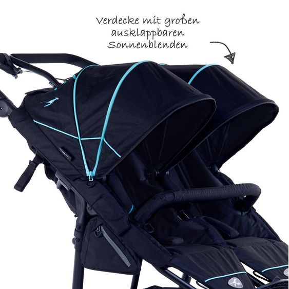 TFK 3-1 Geschwister- & Zwillingskinderwagen-Set Twin Trail 2 inkl. 2 Babywanne Twin mit Adapter - Tap Shoe