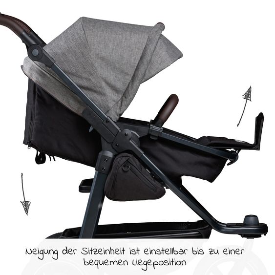 TFK 3in1 Kombi-Kinderwagen-Set Mono 2 Luftreifen mit Kombi-Einheit (Babywanne+Sitz) inkl. Maxi-Cosi Cabriofix i-Size & XXL Zubehörpaket - Premium Grau