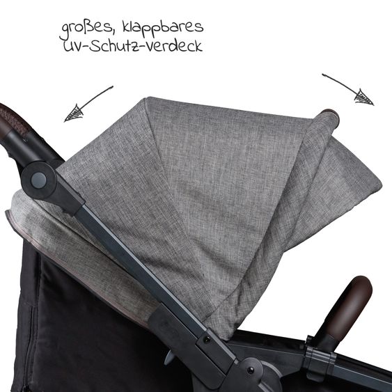 TFK 3in1 Kombi-Kinderwagen-Set Mono 2 Luftreifen mit Kombi-Einheit (Babywanne+Sitz) inkl. Maxi-Cosi Cabriofix i-Size & XXL Zubehörpaket - Premium Grau