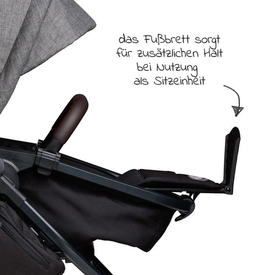 TFK 3in1 Kombi-Kinderwagen-Set Mono 2 Luftreifen mit Kombi-Einheit (Babywanne+Sitz) inkl. Maxi-Cosi Cabriofix i-Size & XXL Zubehörpaket - Premium Grau