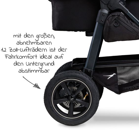 TFK 3in1 Kombi-Kinderwagen-Set Mono 2 Luftreifen mit Kombi-Einheit (Babywanne+Sitz) inkl. Maxi-Cosi Cabriofix i-Size & XXL Zubehörpaket - Premium Grau