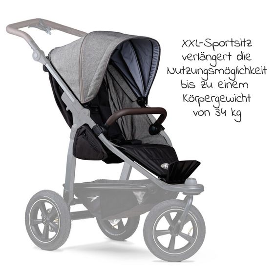 TFK 3in1 Kombi-Kinderwagen-Set Mono 2 Luftreifen mit Kombi-Einheit (Babywanne+Sitz) inkl. Maxi-Cosi Cabriofix i-Size & XXL Zubehörpaket - Premium Grau