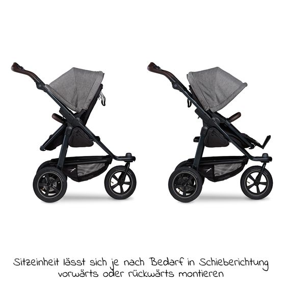 TFK 3in1 Kombi-Kinderwagen-Set Mono 2 Luftreifen mit Kombi-Einheit (Babywanne+Sitz) inkl. Maxi-Cosi Cabriofix i-Size & XXL Zubehörpaket - Premium Grau