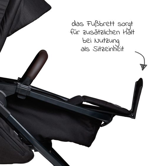 TFK 3-1 Kombi-Kinderwagen-Set Mono 2 Luftreifen mit Kombi-Einheit (Babywanne+Sitz) inkl. Maxi-Cosi Cabriofix i-Size & XXL Zubehörpaket - Schwarz