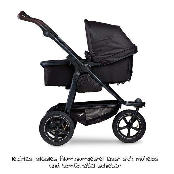 TFK 3-1 Kombi-Kinderwagen-Set Mono 2 Luftreifen mit Kombi-Einheit (Babywanne+Sitz) inkl. Maxi-Cosi Cabriofix i-Size & XXL Zubehörpaket - Schwarz