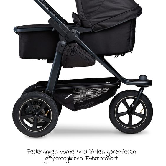 TFK 3-1 Kombi-Kinderwagen-Set Mono 2 Luftreifen mit Kombi-Einheit (Babywanne+Sitz) inkl. Maxi-Cosi Cabriofix i-Size & XXL Zubehörpaket - Schwarz