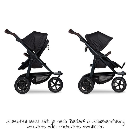 TFK 3-1 Kombi-Kinderwagen-Set Mono 2 Luftreifen mit Kombi-Einheit (Babywanne+Sitz) inkl. Maxi-Cosi Cabriofix i-Size & XXL Zubehörpaket - Schwarz