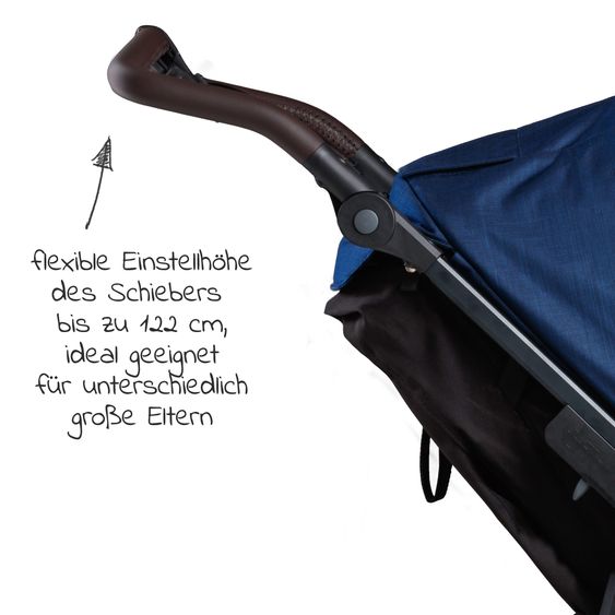 TFK Passeggino e carrozzina Mono 2 pneumatici con seggiolino sportivo fino a 34 kg incluso pacchetto accessori Maxi-Cosi Cabriofix i-Size + XXL-Zamboo - Marine