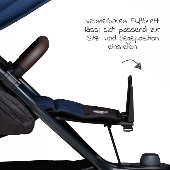 TFK Passeggino e carrozzina Mono 2 pneumatici con seggiolino sportivo fino a 34 kg incluso pacchetto accessori Maxi-Cosi Cabriofix i-Size + XXL-Zamboo - Marine
