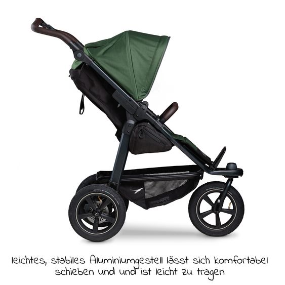TFK Passeggino e carrozzina Mono 2 pneumatici con seggiolino sportivo fino a 34 kg incluso pacchetto accessori Maxi-Cosi Cabriofix i-Size + XXL-Zamboo - Olive