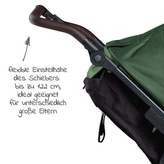 TFK Passeggino e carrozzina Mono 2 pneumatici con seggiolino sportivo fino a 34 kg incluso pacchetto accessori Maxi-Cosi Cabriofix i-Size + XXL-Zamboo - Olive