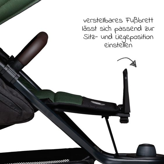 TFK Passeggino e carrozzina Mono 2 pneumatici con seggiolino sportivo fino a 34 kg incluso pacchetto accessori Maxi-Cosi Cabriofix i-Size + XXL-Zamboo - Olive