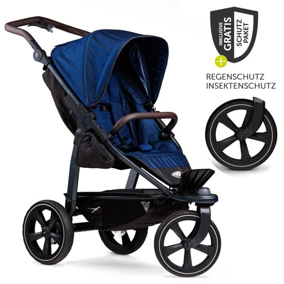 TFK Buggy & Sportkinderwagen Mono 2 mit Luftkammerreifen inkl. Sportsitz bis 34 kg + XXL-Zamboo Zubehörpaket - Marine