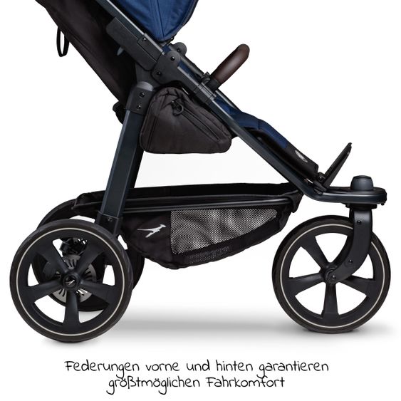 TFK Buggy & Sportkinderwagen Mono 2 mit Luftkammerreifen inkl. Sportsitz bis 34 kg + XXL-Zamboo Zubehörpaket - Marine