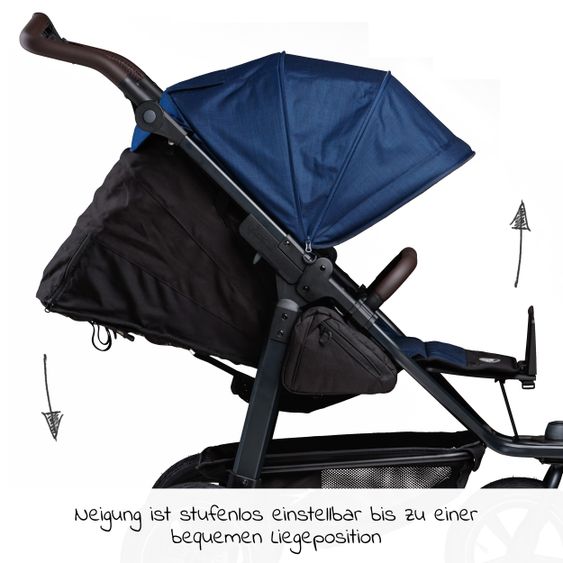 TFK Buggy & Sportkinderwagen Mono 2 mit Luftkammerreifen inkl. Sportsitz bis 34 kg + XXL-Zamboo Zubehörpaket - Marine