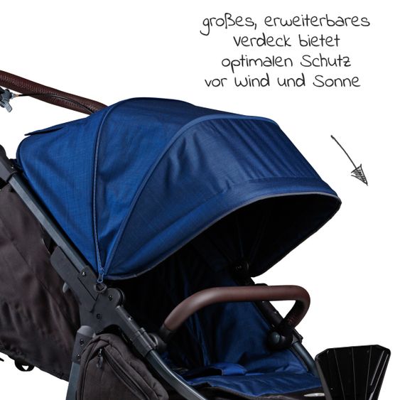 TFK Buggy & Sportkinderwagen Mono 2 mit Luftkammerreifen inkl. Sportsitz bis 34 kg + XXL-Zamboo Zubehörpaket - Marine