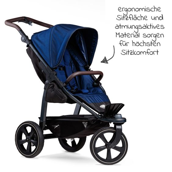 TFK Buggy & Sportkinderwagen Mono 2 mit Luftkammerreifen inkl. Sportsitz bis 34 kg + XXL-Zamboo Zubehörpaket - Marine