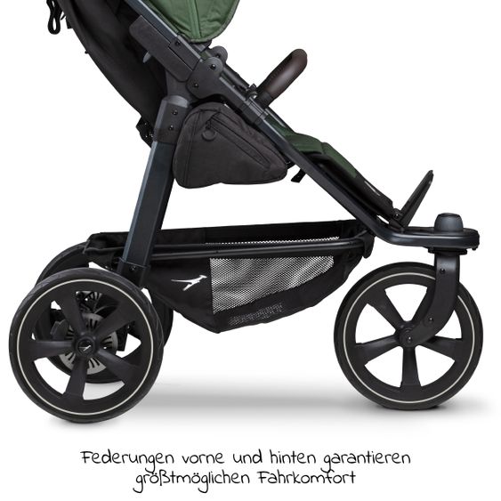 TFK Buggy & Sportkinderwagen Mono 2 mit Luftkammerreifen inkl. Sportsitz bis 34 kg + XXL-Zamboo Zubehörpaket - Olive