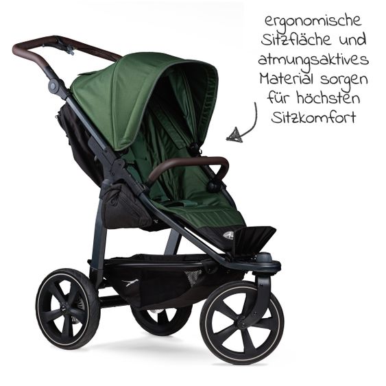 TFK Buggy & Sportkinderwagen Mono 2 mit Luftkammerreifen inkl. Sportsitz bis 34 kg + XXL-Zamboo Zubehörpaket - Olive