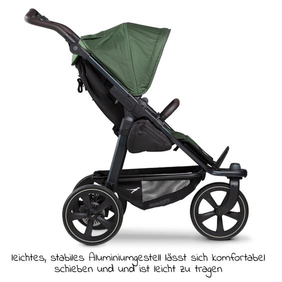 TFK Buggy & Sportkinderwagen Mono 2 mit Luftkammerreifen inkl. Sportsitz bis 34 kg + XXL-Zamboo Zubehörpaket - Olive