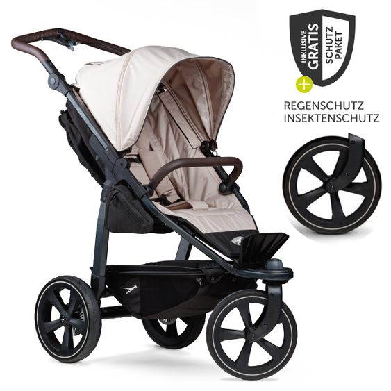 TFK Buggy & Sportkinderwagen Mono 2 mit Luftkammerreifen inkl. Sportsitz bis 34 kg + XXL-Zamboo Zubehörpaket - Sand