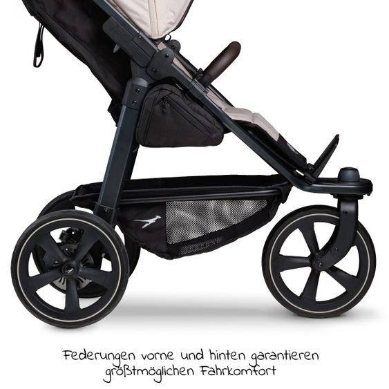 TFK Passeggino Mono 2 con pneumatici a camera d'aria e seggiolino sportivo fino a 34 kg + pacchetto accessori XXL-Zamboo - Sabbia