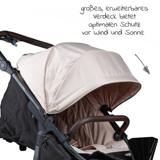 TFK Buggy & Sportkinderwagen Mono 2 mit Luftkammerreifen inkl. Sportsitz bis 34 kg + XXL-Zamboo Zubehörpaket - Sand