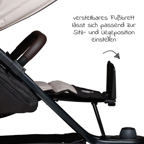 TFK Passeggino Mono 2 con pneumatici a camera d'aria e seggiolino sportivo fino a 34 kg + pacchetto accessori XXL-Zamboo - Sabbia