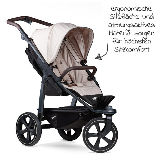 TFK Buggy & Sportkinderwagen Mono 2 mit Luftkammerreifen inkl. Sportsitz bis 34 kg + XXL-Zamboo Zubehörpaket - Sand