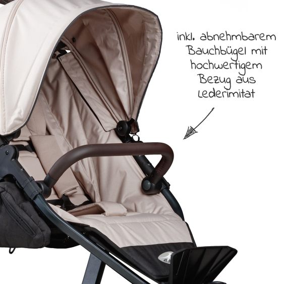 TFK Buggy & Sportkinderwagen Mono 2 mit Luftkammerreifen inkl. Sportsitz bis 34 kg + XXL-Zamboo Zubehörpaket - Sand