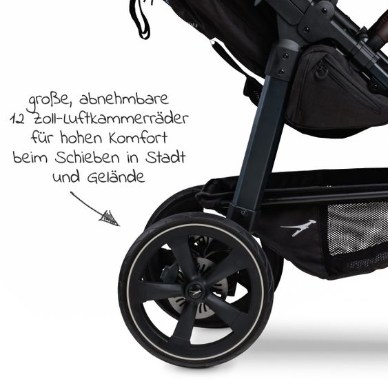 TFK Buggy & Sportkinderwagen Mono 2 mit Luftkammerreifen inkl. Sportsitz bis 34 kg + XXL-Zamboo Zubehörpaket - Schwarz