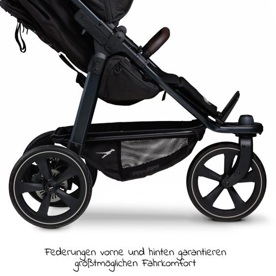 TFK Buggy & Sportkinderwagen Mono 2 mit Luftkammerreifen inkl. Sportsitz bis 34 kg + XXL-Zamboo Zubehörpaket - Schwarz